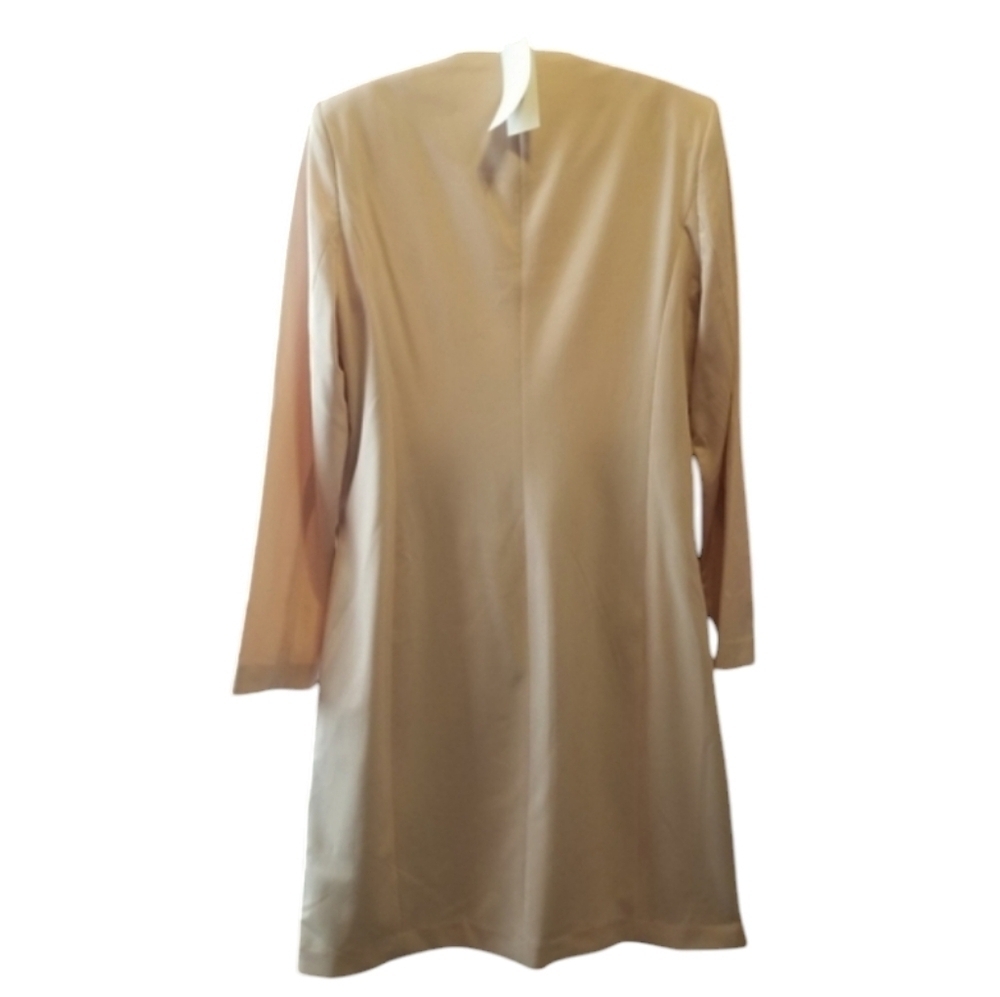 Calvin Klein Sz 14 Blush Suede, Leather, Knit Open Long Jacket Patchwork NWT - Picture 3 of 12